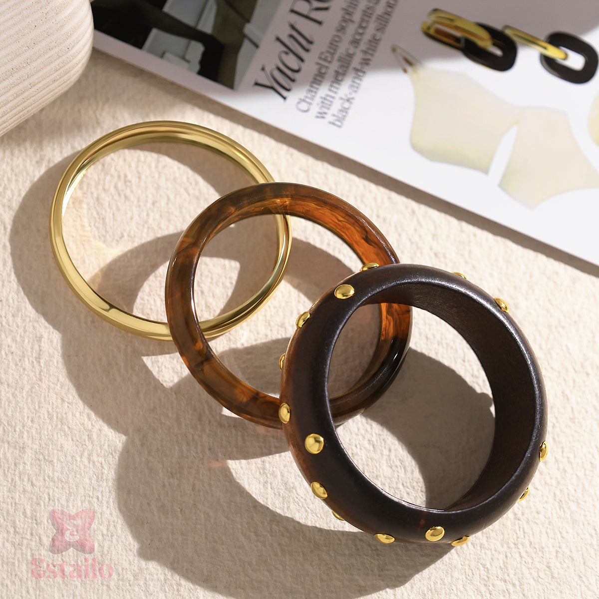 Amber Horizon Stack Bangle Bracelet