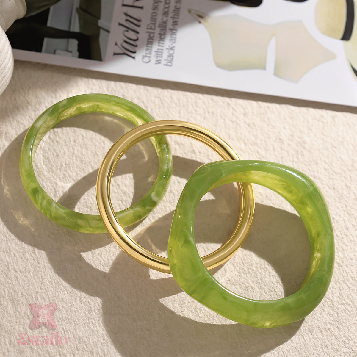 Retro Lime Stack Bangle Bracelet