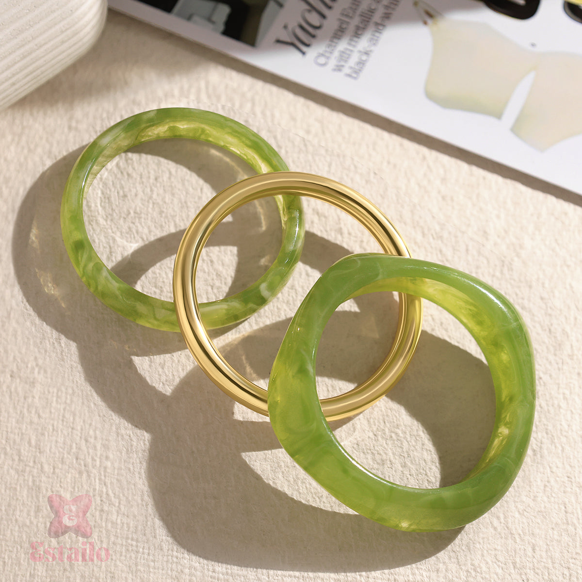 Retro Lime Stack Bangle Bracelet