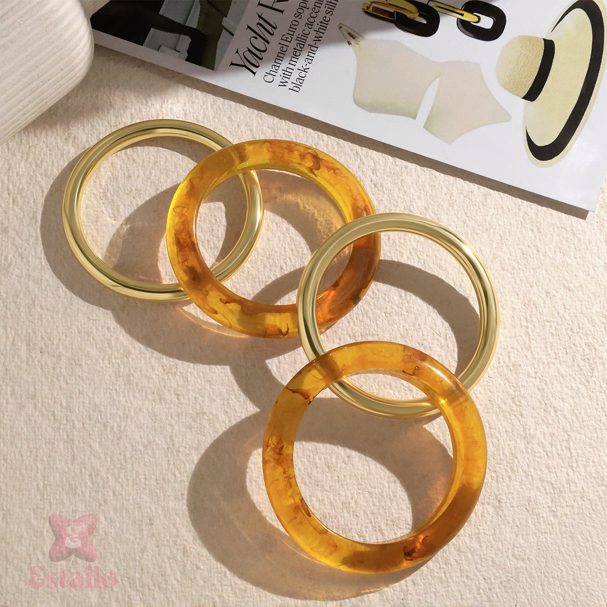 Retro Amber Stack Bangle Bracelet