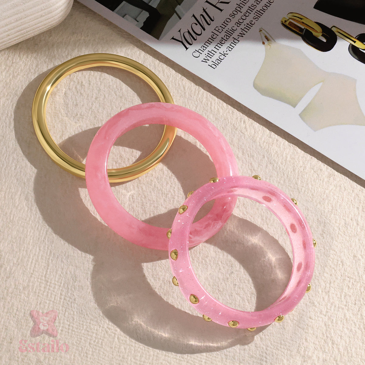 Celestial Rose Stack Bangle Bracelet