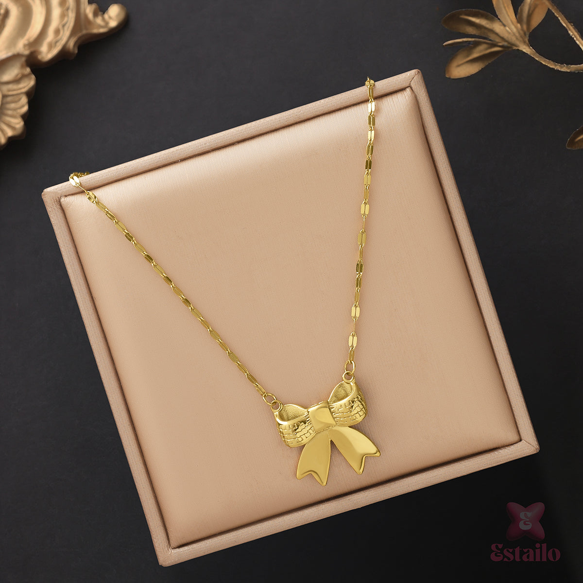Gilded Bow Necklace