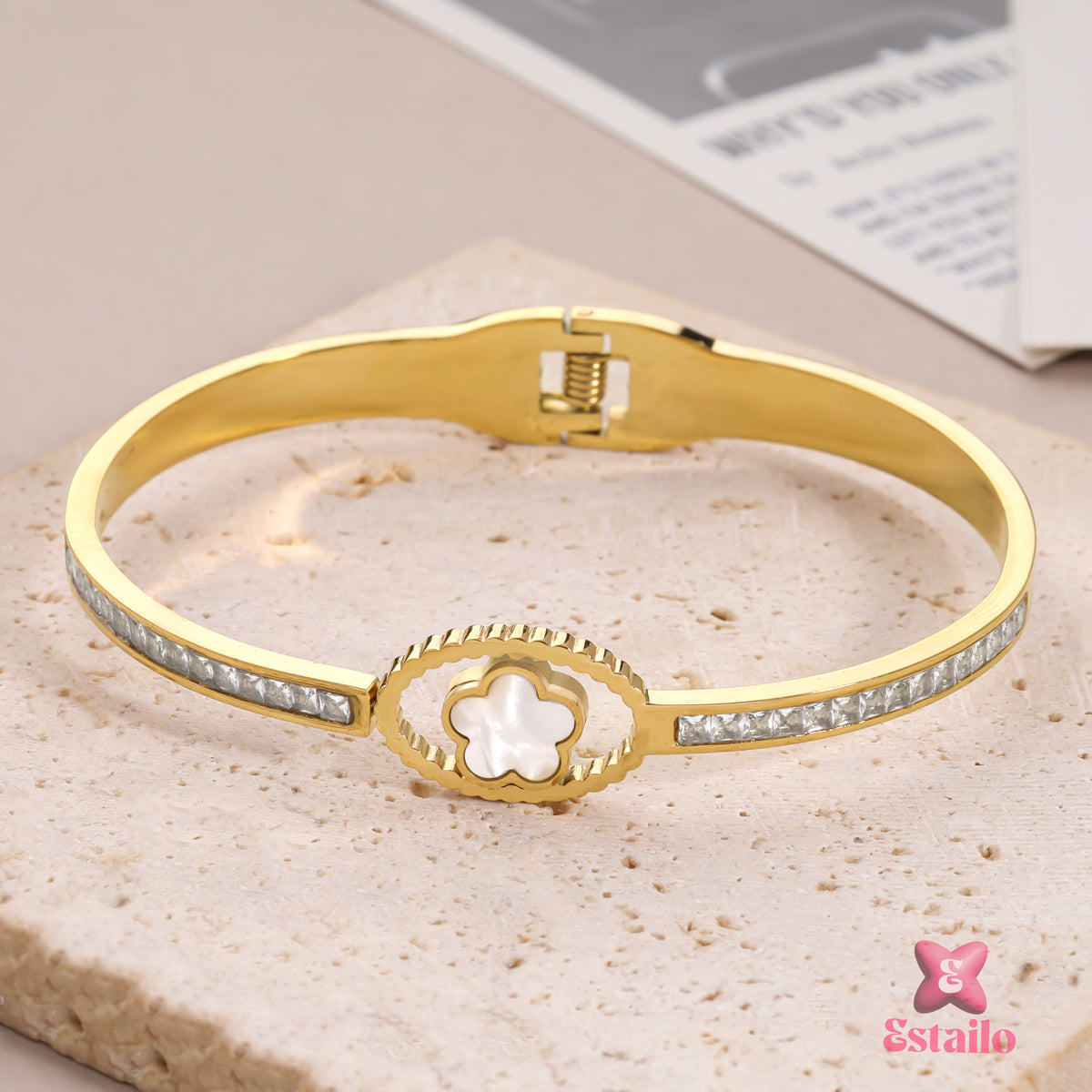 Pearl Petal Cuff Bracelet