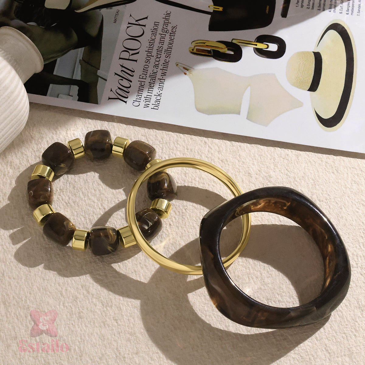 Estate Marbled Stack Bangle Bracelet