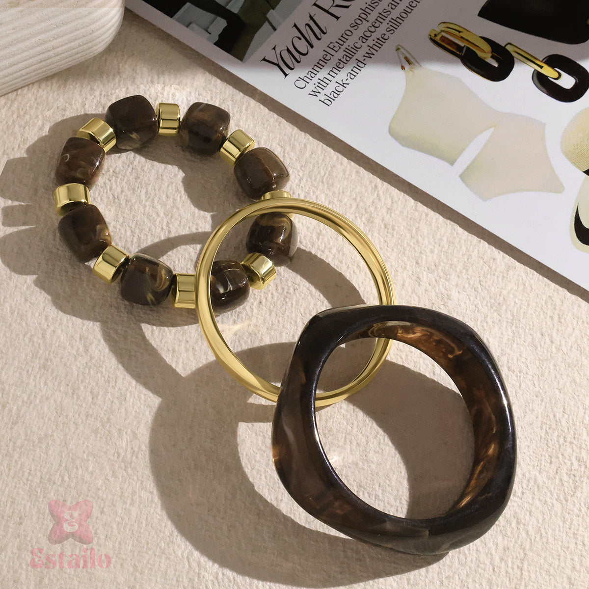 Estate Marbled Stack Bangle Bracelet
