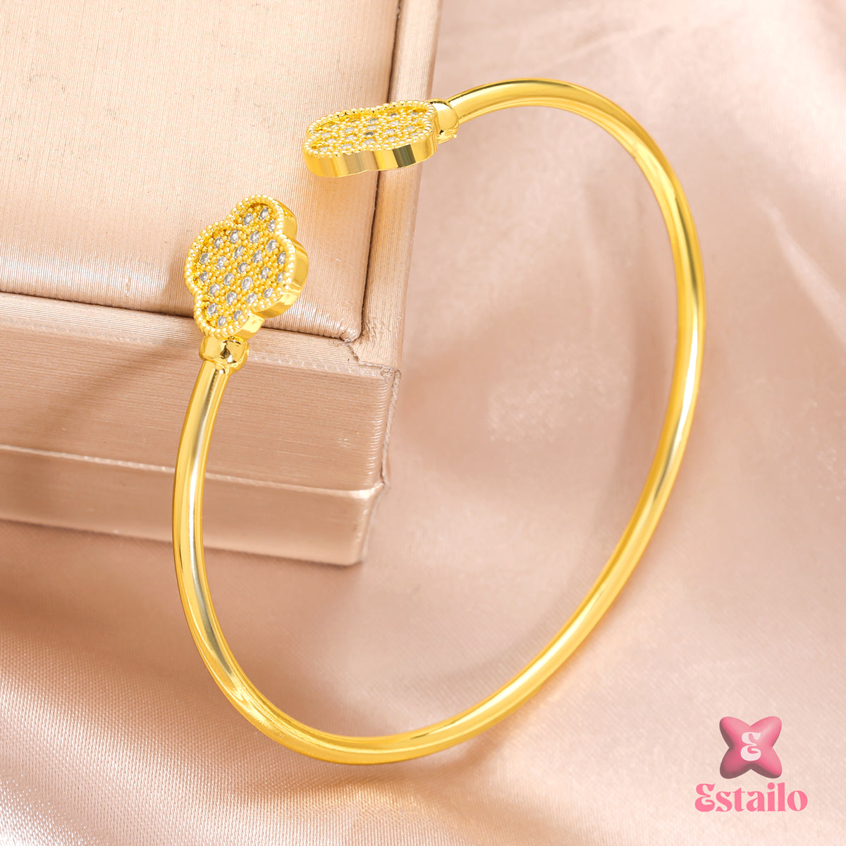Golden Clover Cuff Bracelet