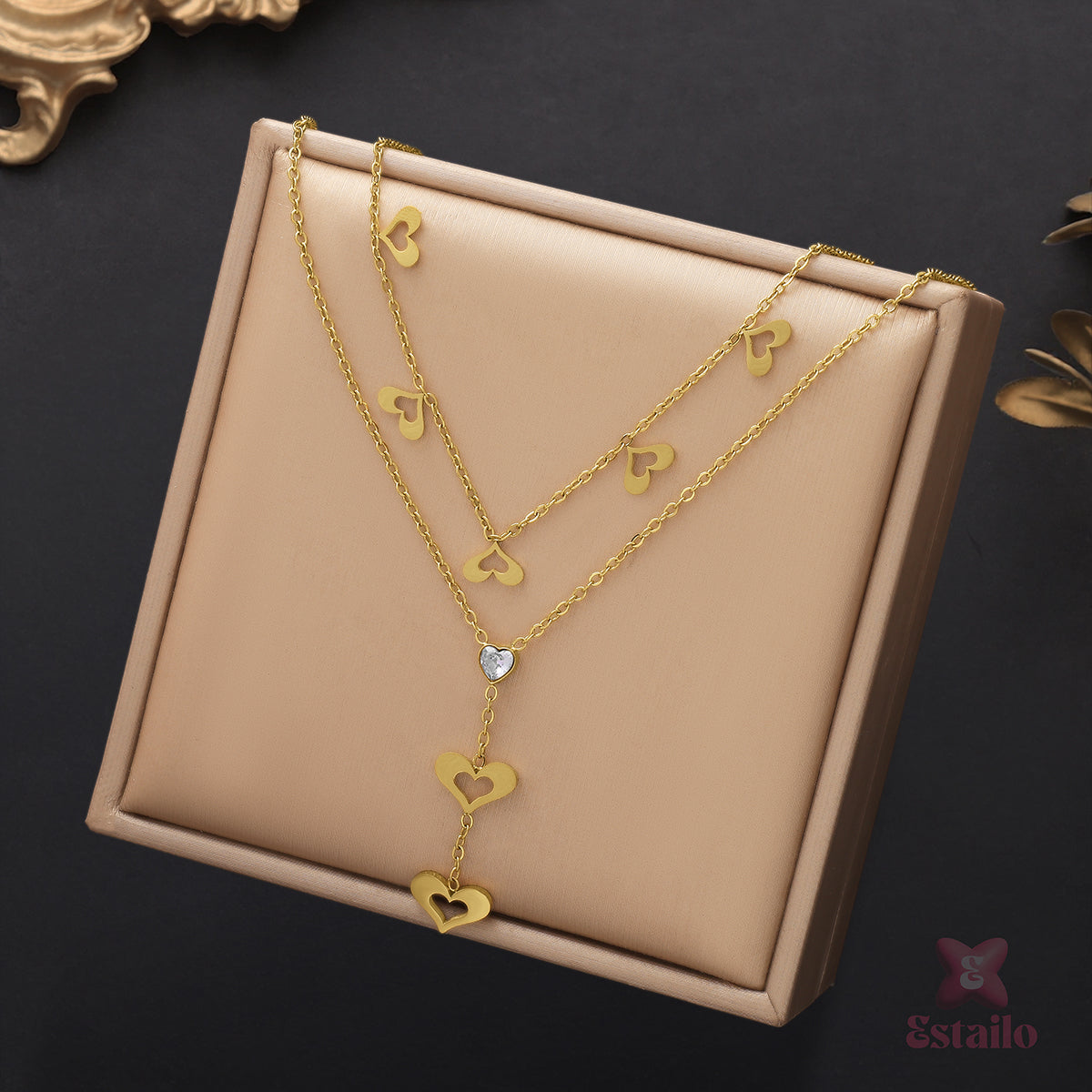 Twin Heart Charm Necklace