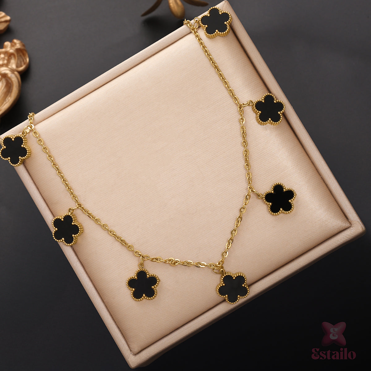 Ebony Leaf Link Necklace