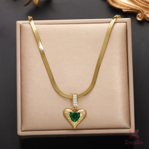 Emerald Heart Embrace Necklace