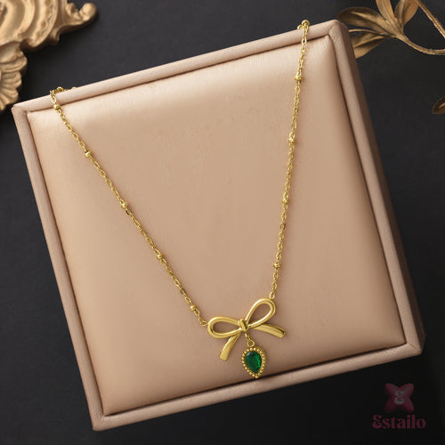 Emerald Bow Necklace