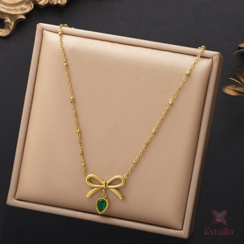 Emerald Bow Necklace