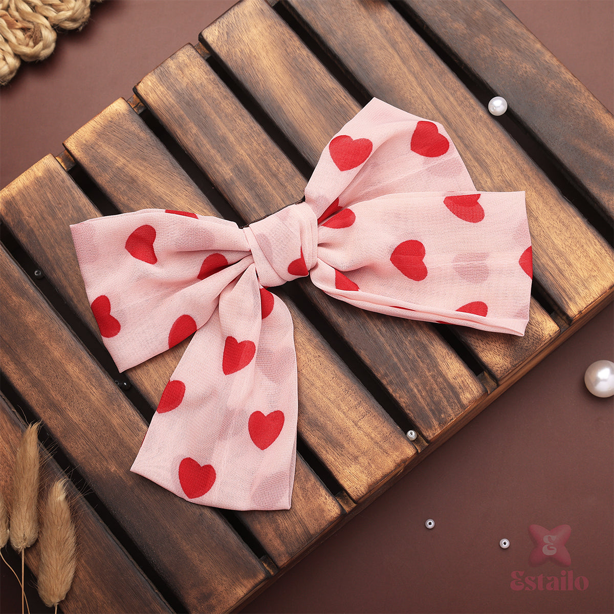 Heart Bow Floral Hair Clip