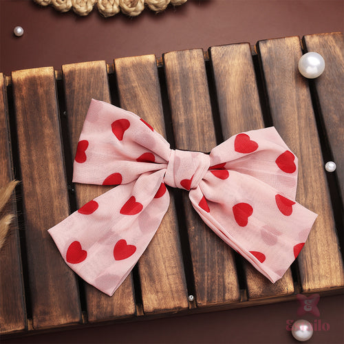 Heart Bow Floral Hair Clip