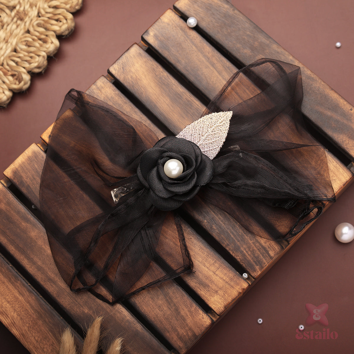 Dream Midnight Organza Bow Clip