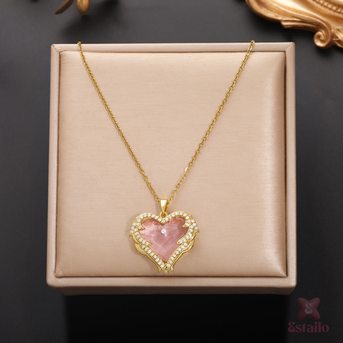 Rose Quartz Heart Necklace