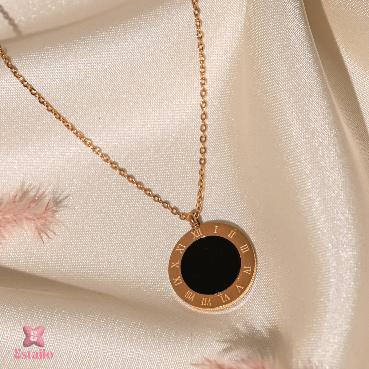 Sleek Black Disc Necklace