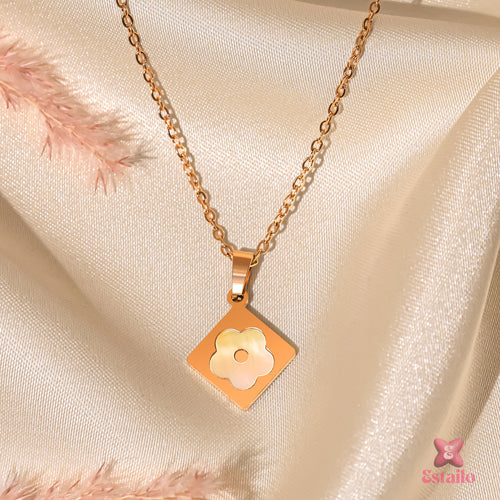 Sleek Square Flower Necklace