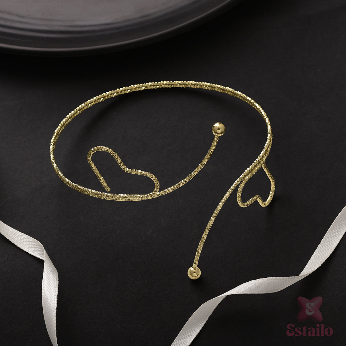 Duo-Heart Gilded Arm Cuff