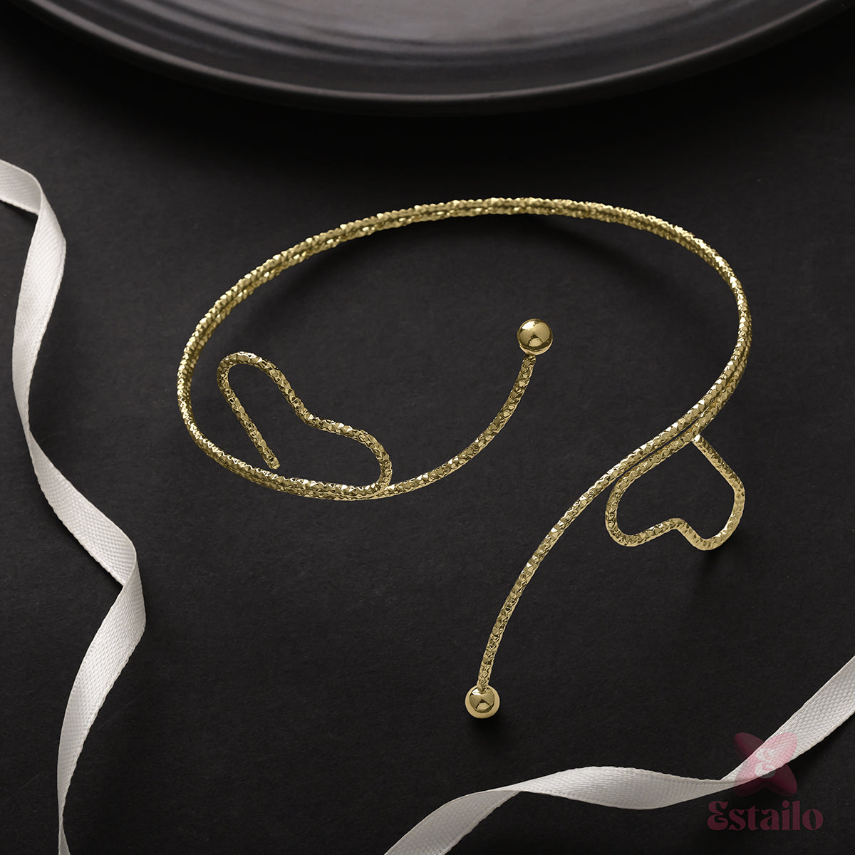 Duo-Heart Gilded Arm Cuff