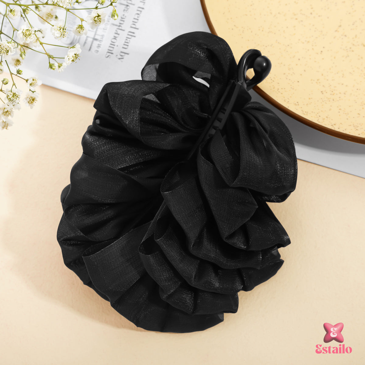 Black Organza Elegance Hair Claw