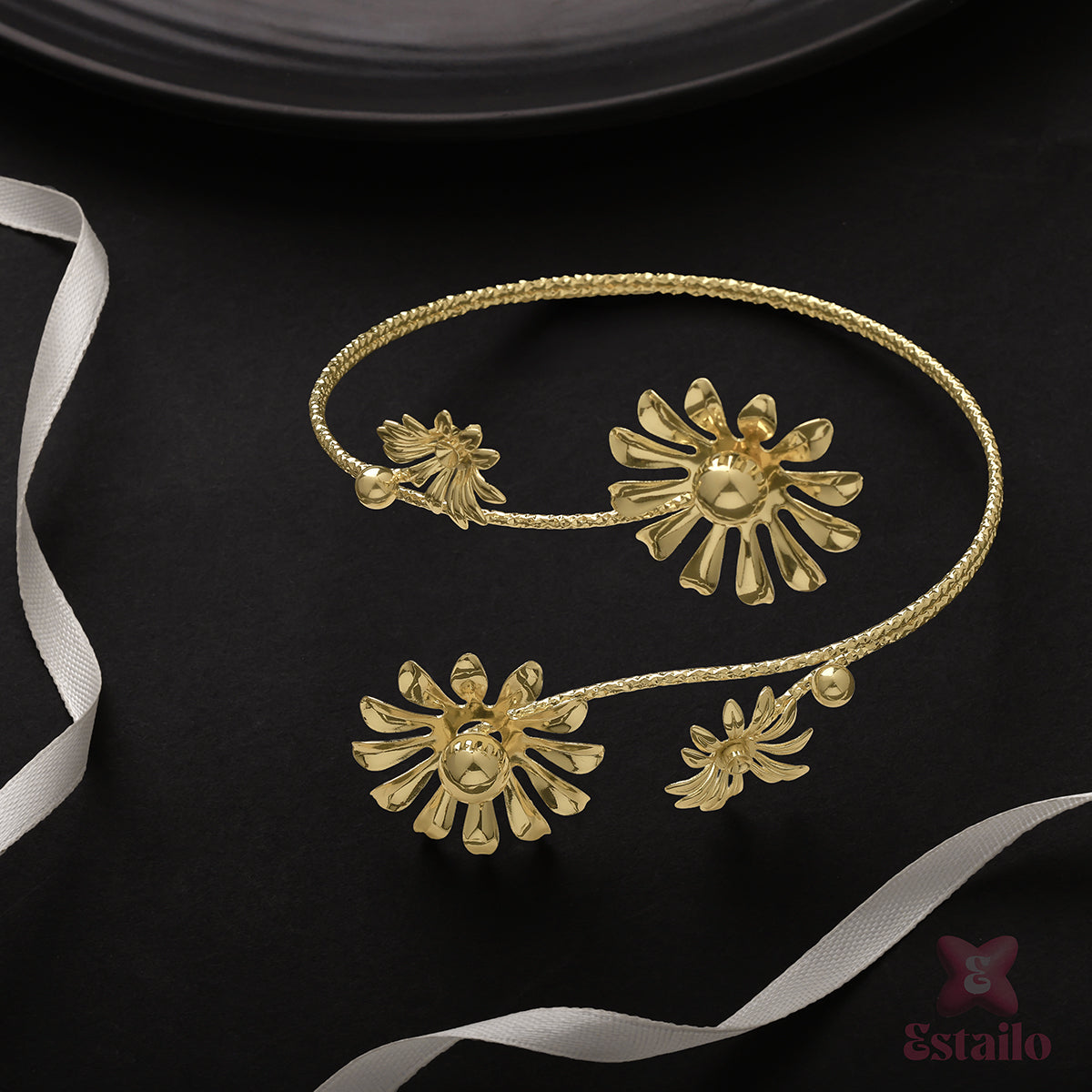 Golden Bloom Spiral Arm Cuff