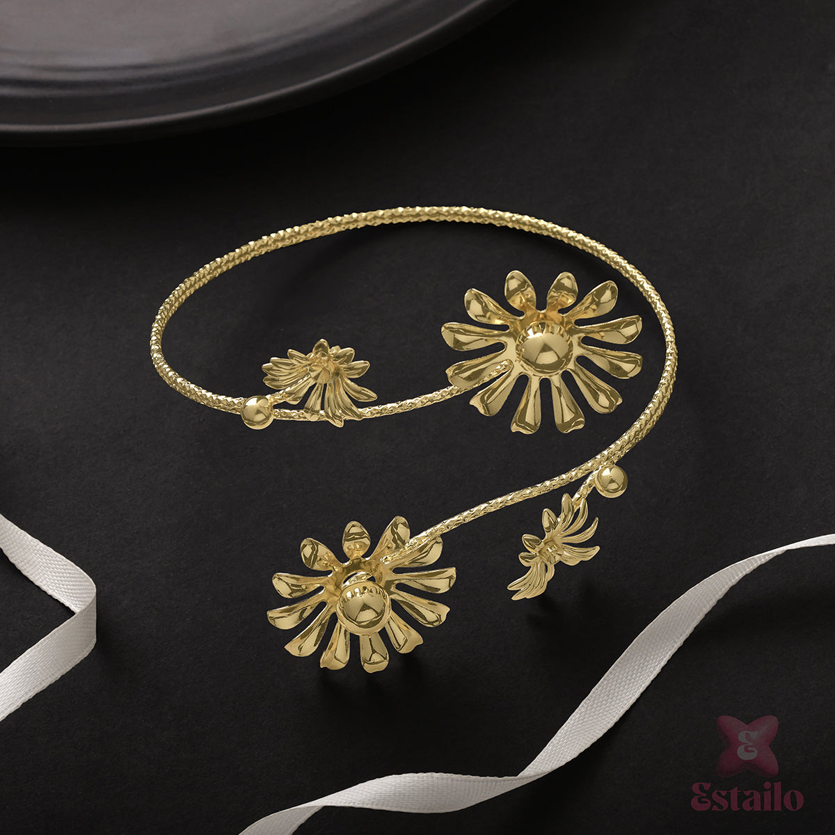 Golden Bloom Spiral Arm Cuff