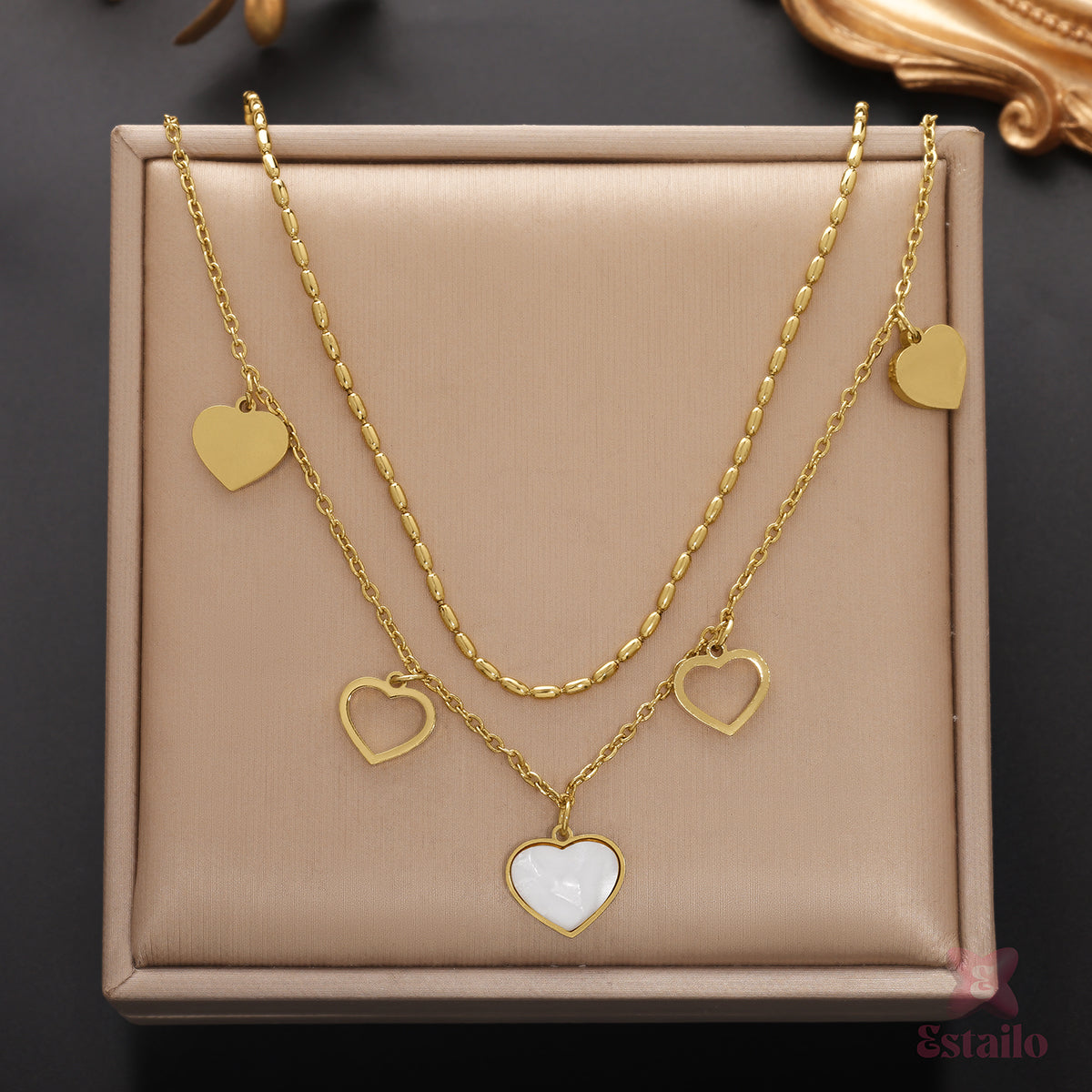 Dainty Duet Heart Necklace