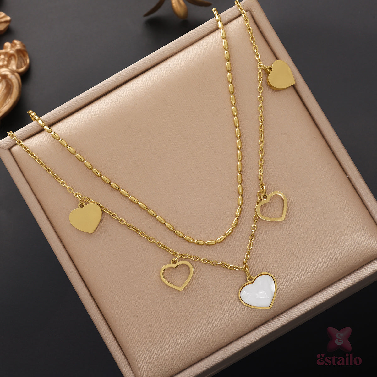 Dainty Duet Heart Necklace