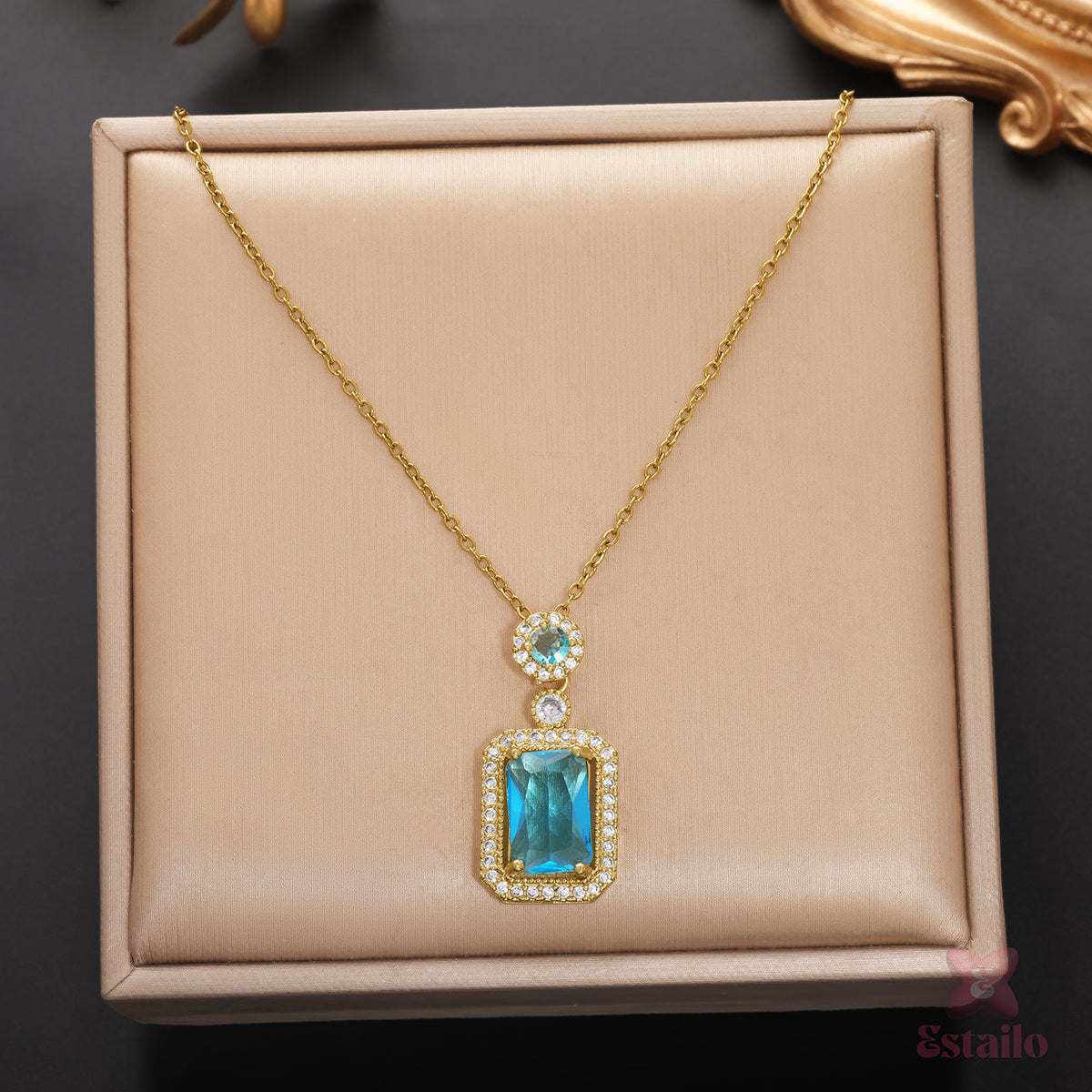 Regal Aquamarine Drop Necklace