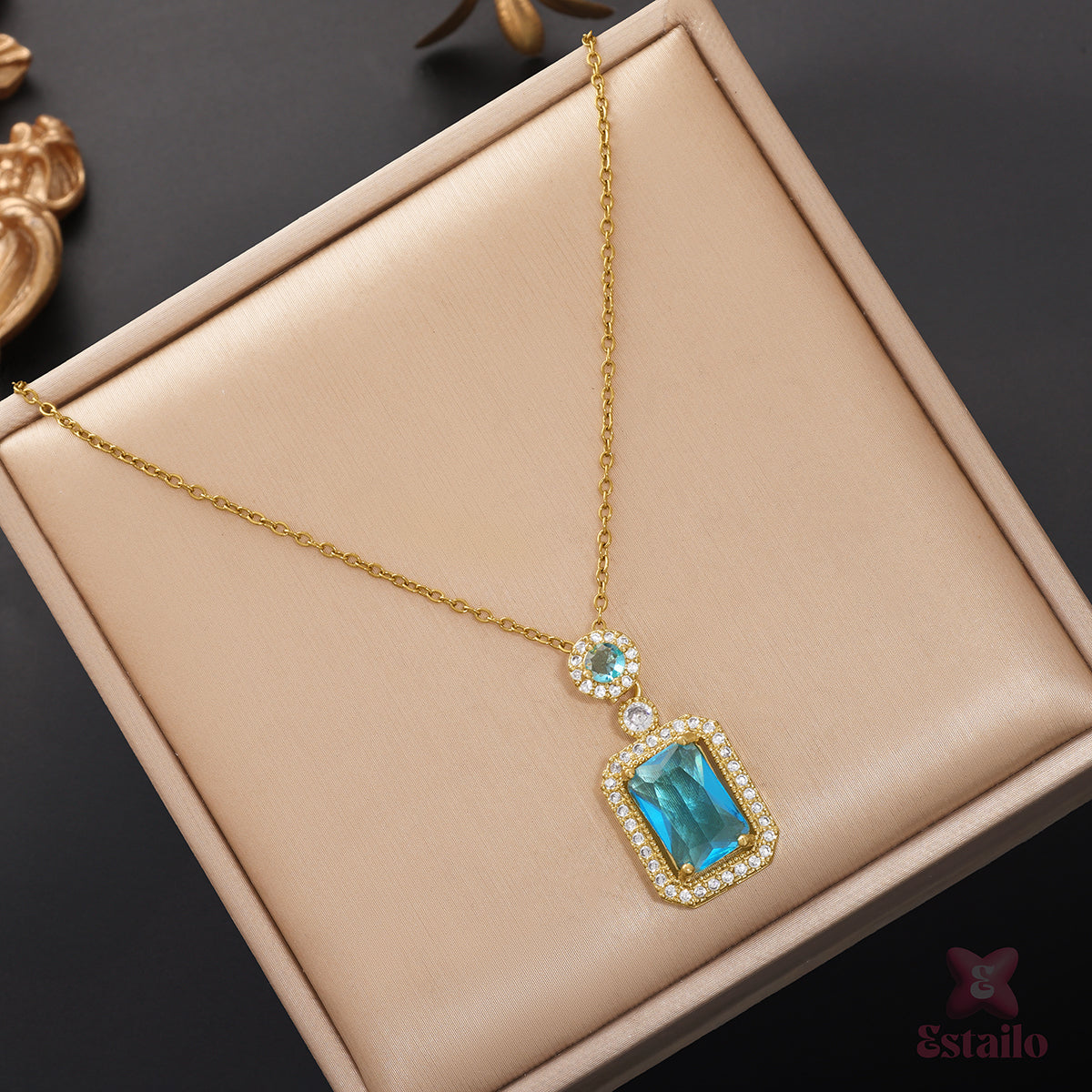 Regal Aquamarine Drop Necklace