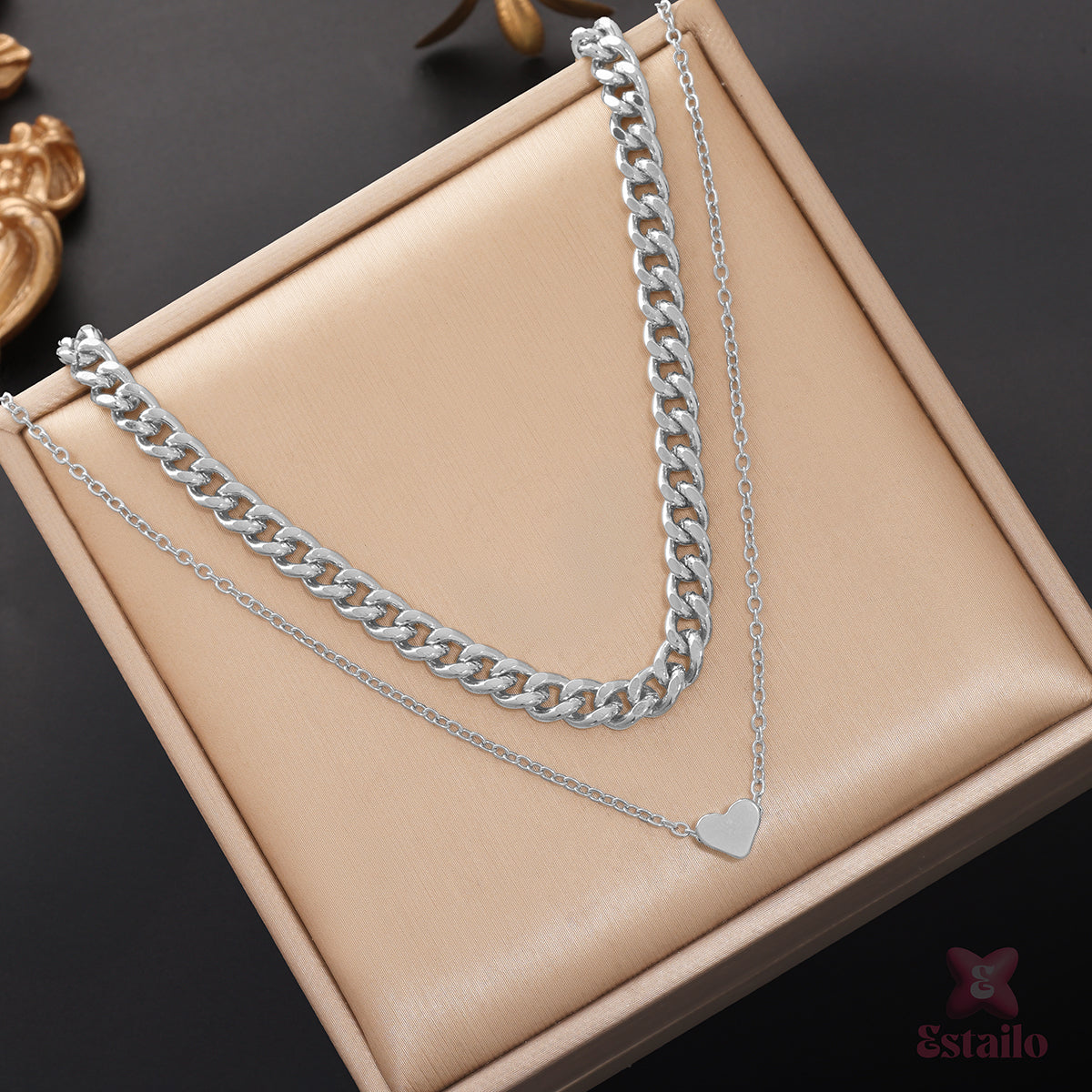 Heart & Chain Duet Necklace