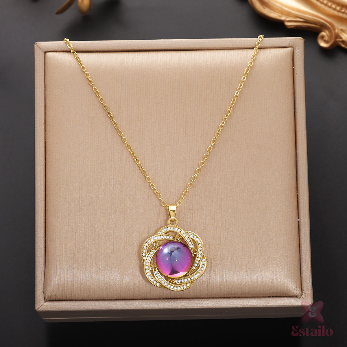 Gilded Iris Charm Necklace