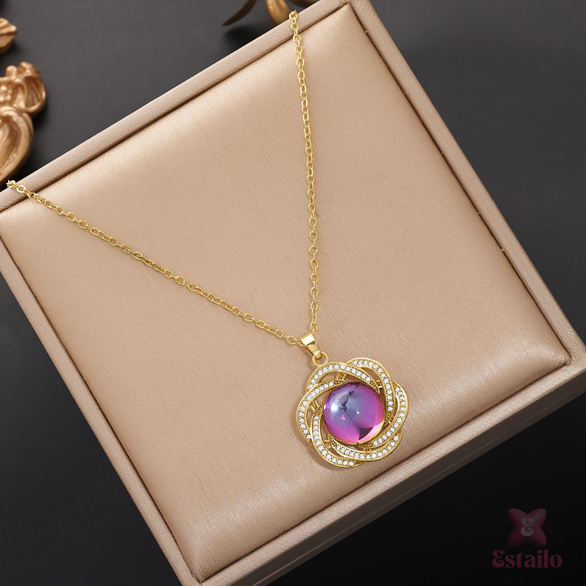 Gilded Iris Charm Necklace