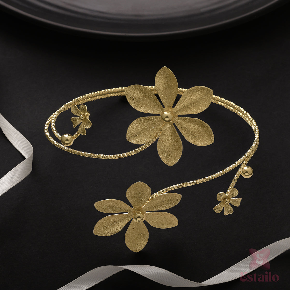 Golden Floral Upper Arm Cuff