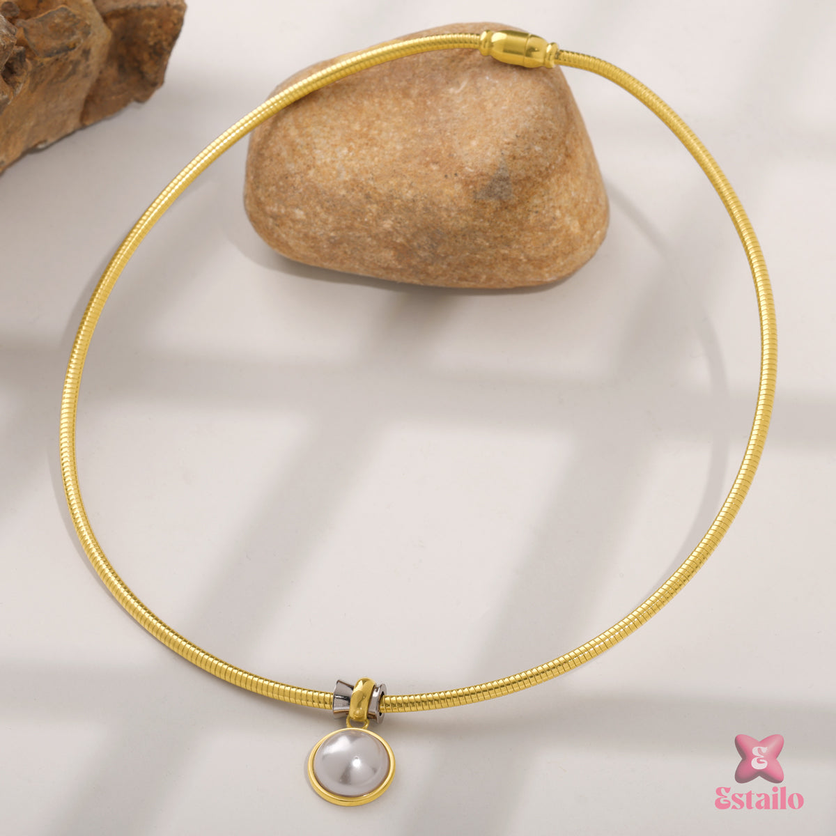 Golden Pearl Droplet Necklace