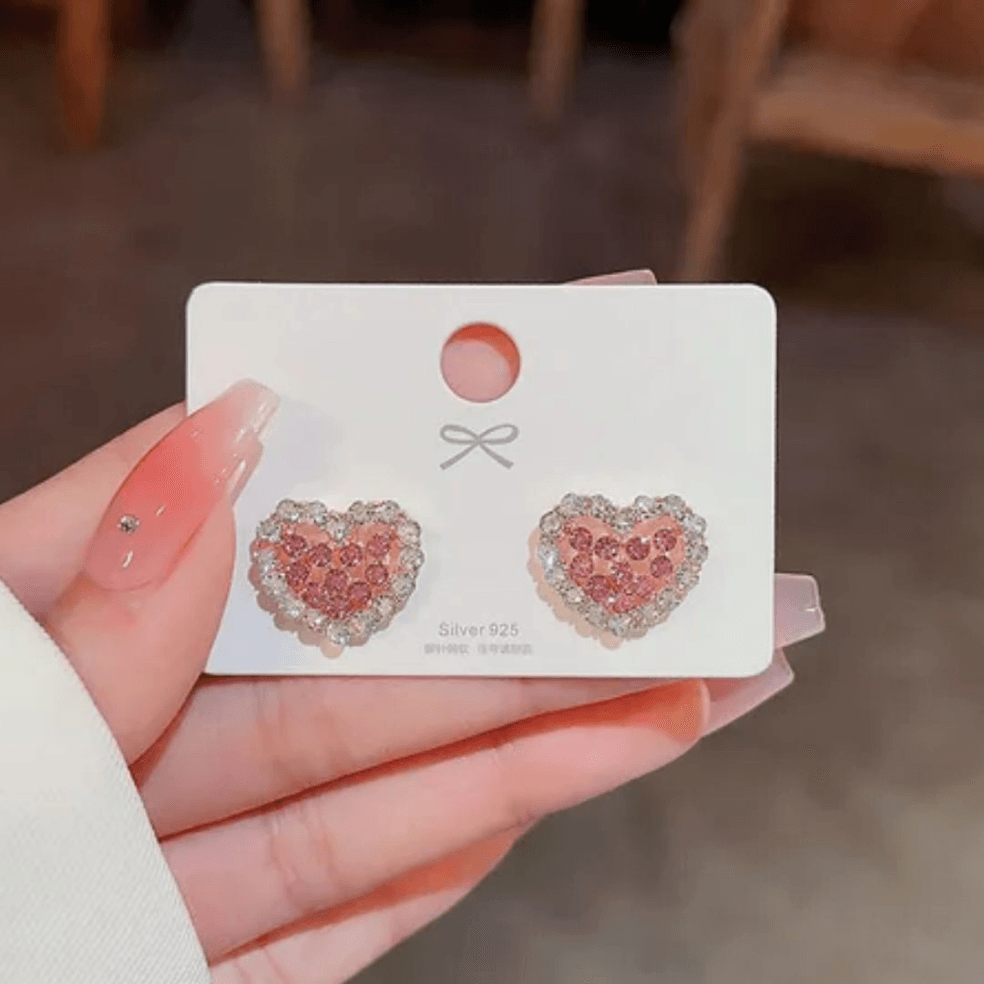 Pink Heart Stud Earrings