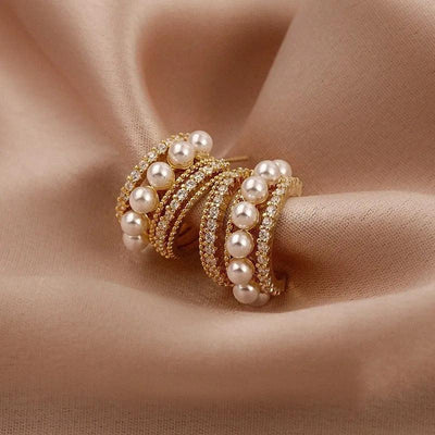Royal Pearl Hoops Earring