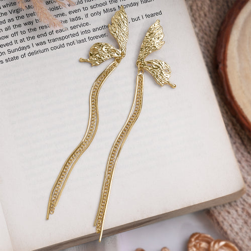 Gold Flutter Tassel Earrings