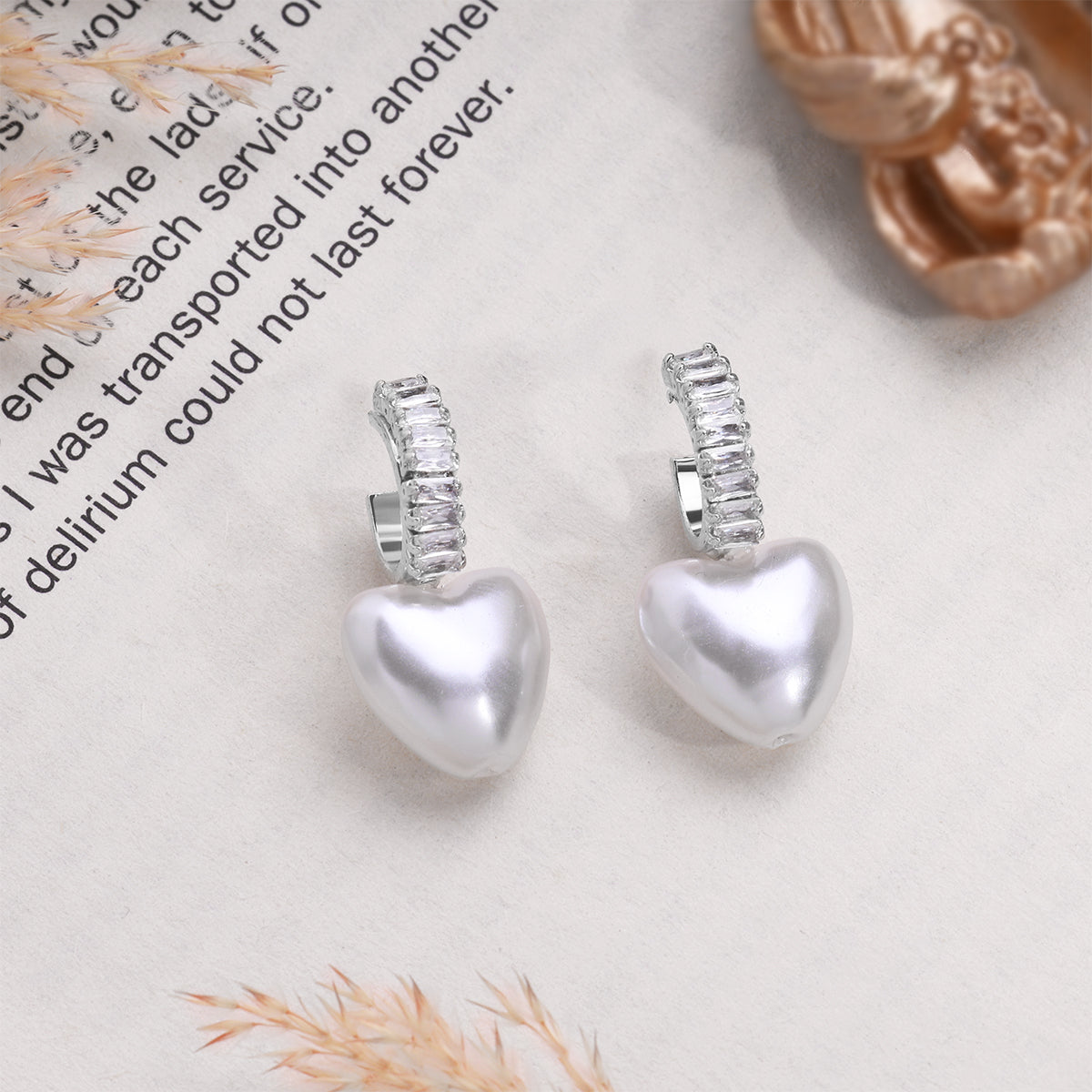 Dainty Heart Pearl Earrings