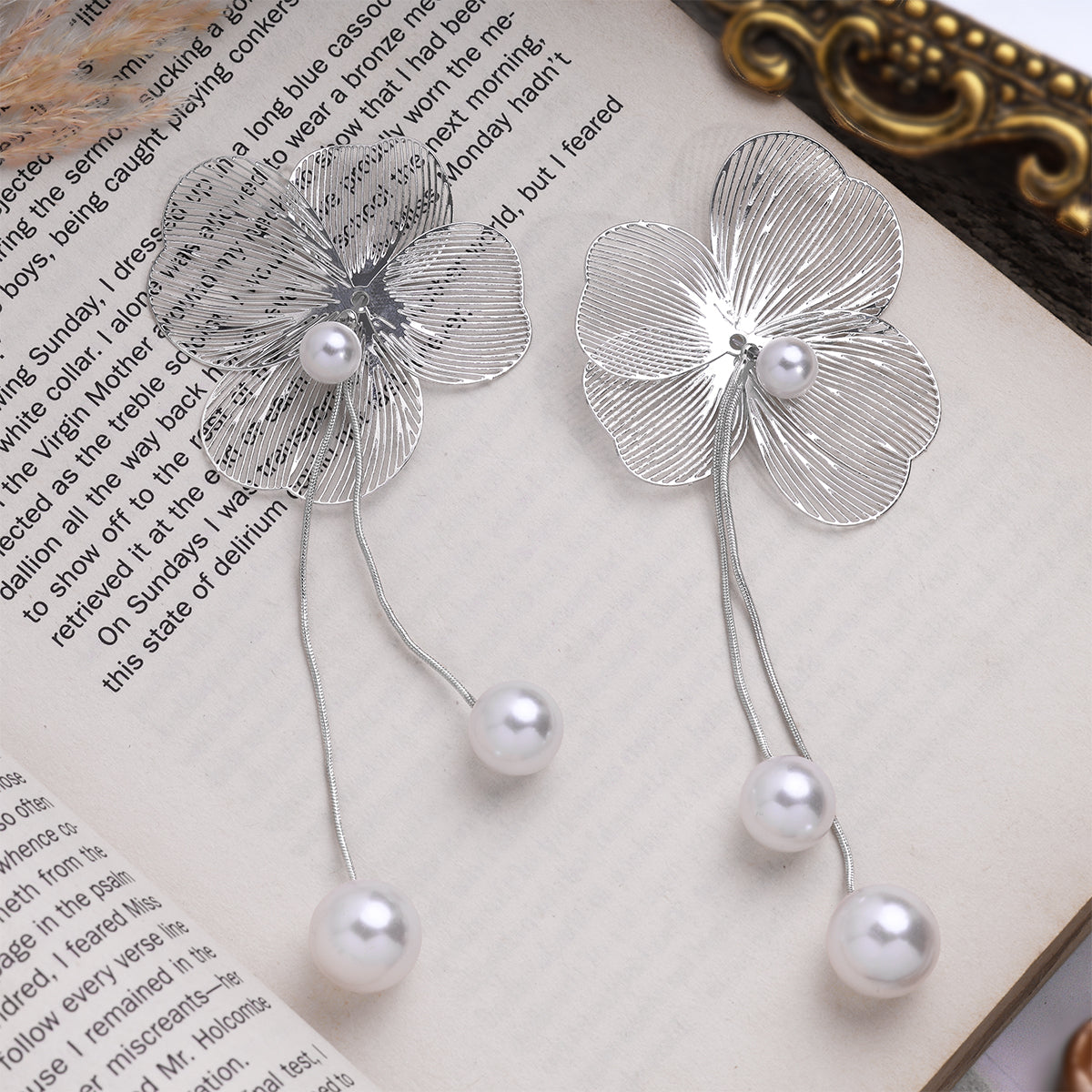 Ethereal Petal Pearl Earrings