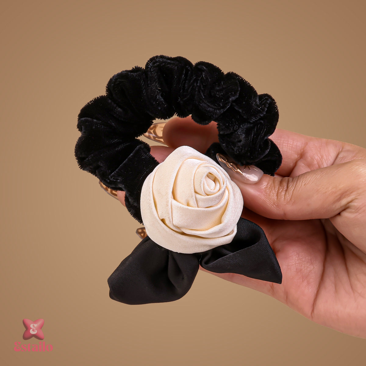 Black Blossom Hair Tie