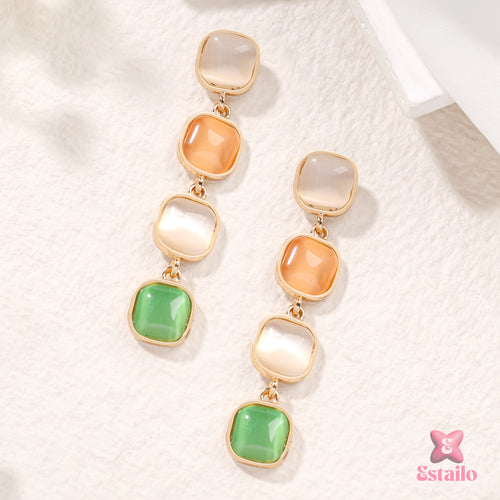 Colorblock Charm Drops Earrings