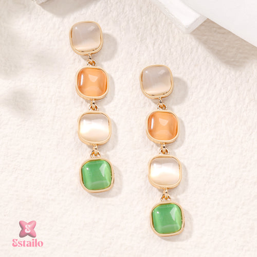 Colorblock Charm Drops Earrings