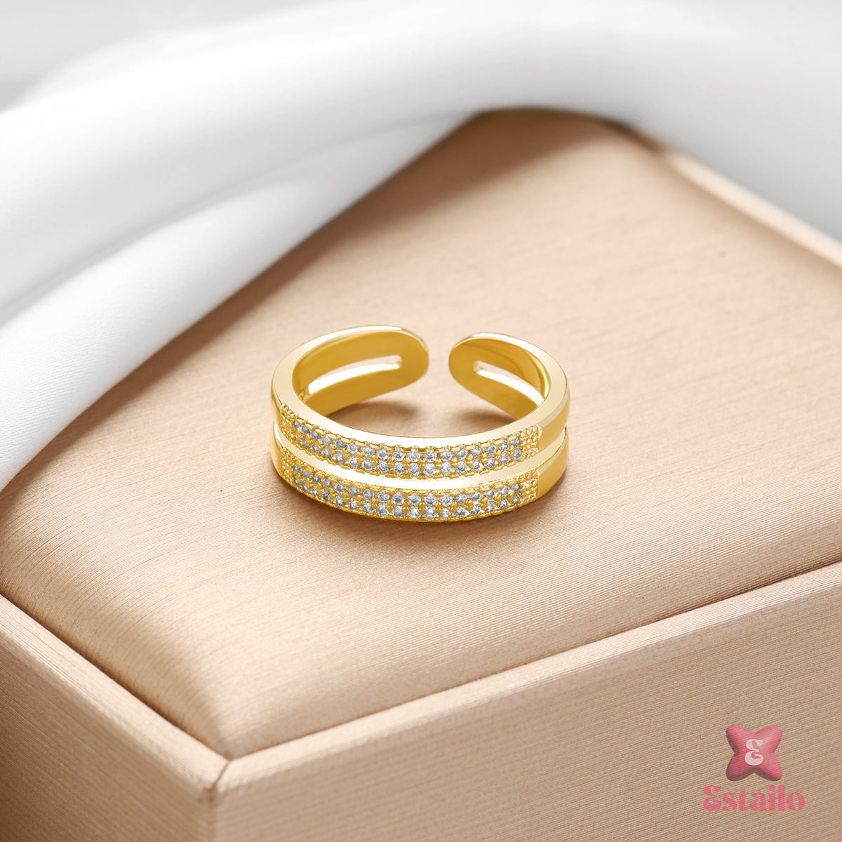 Twin Row Zircon Ring