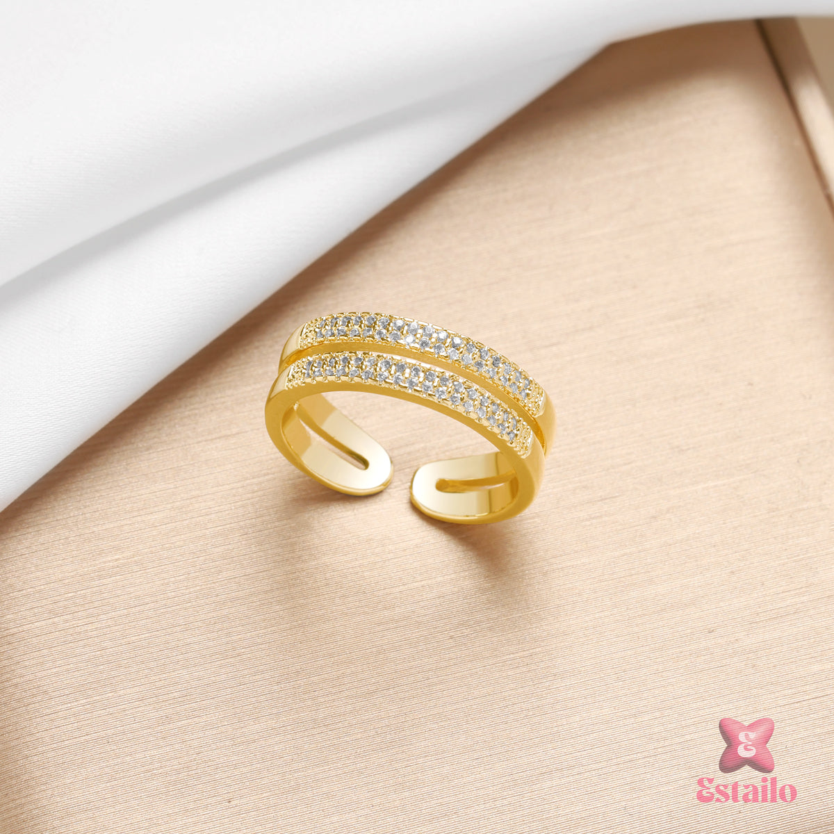 Twin Row Zircon Ring