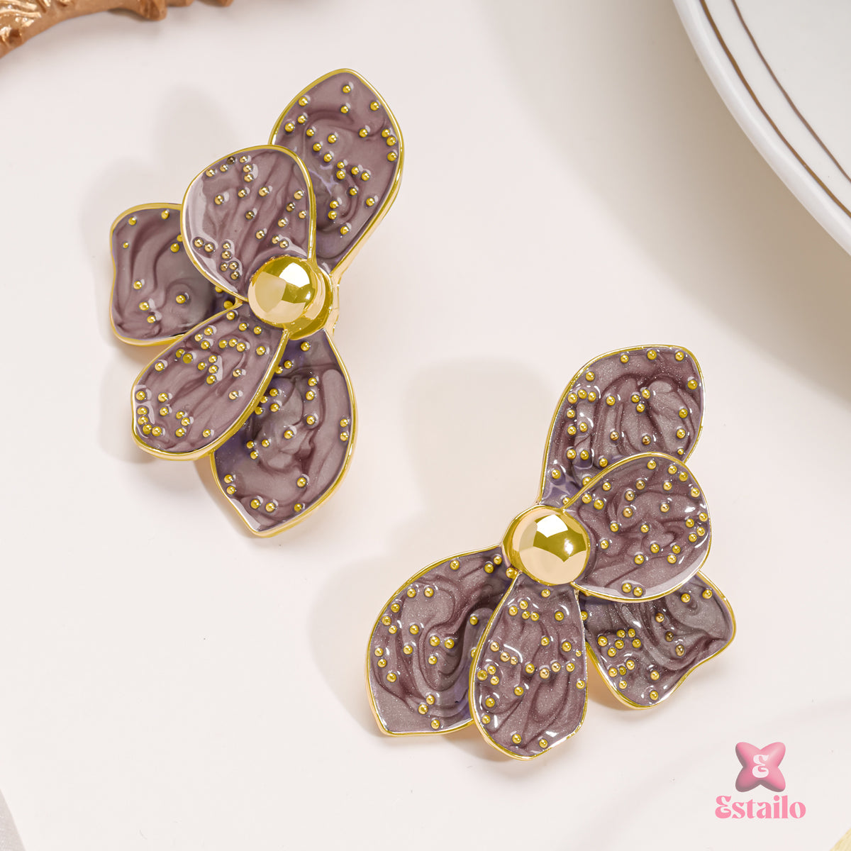 Purple Posy Earrings