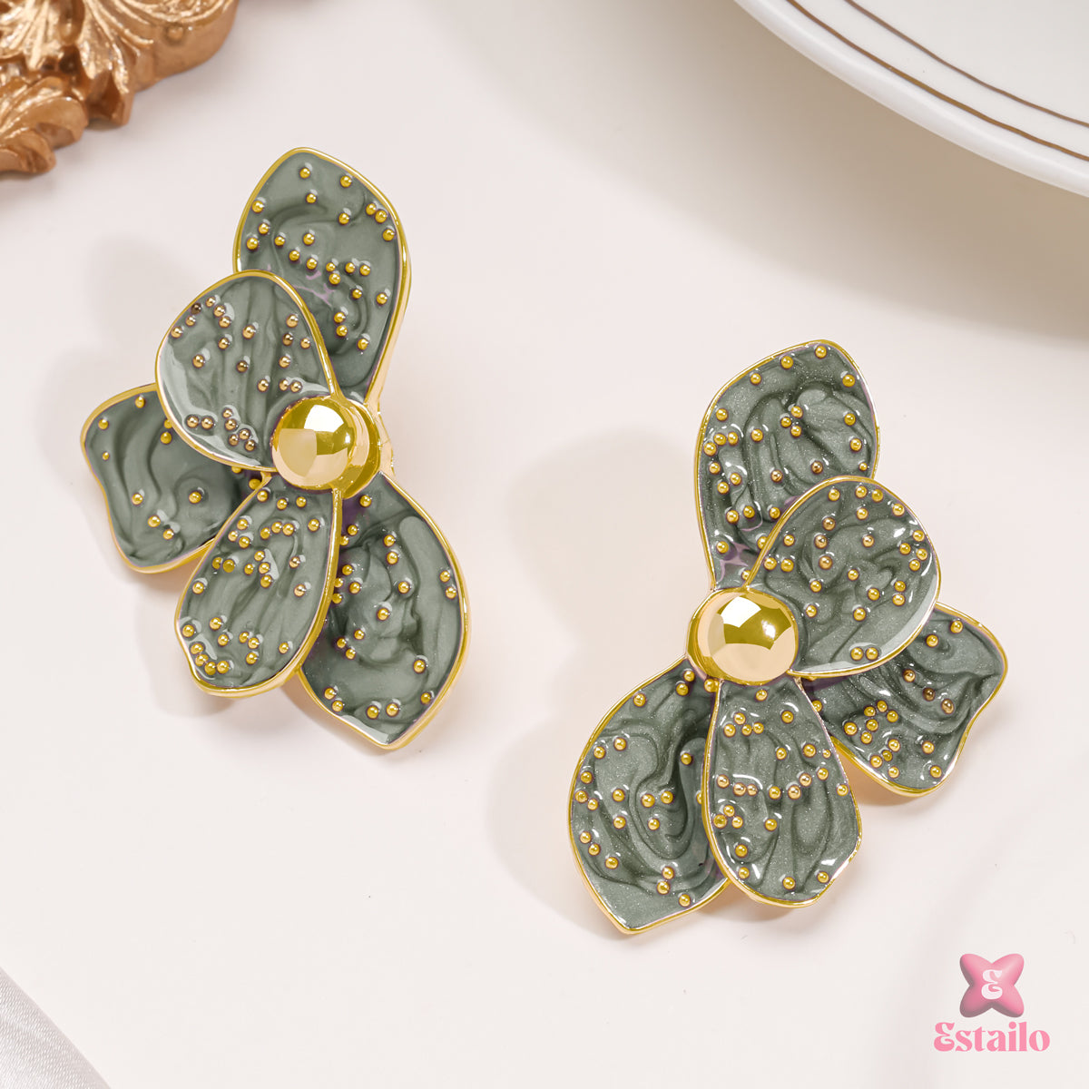 Sage Bloom Studs Earrings
