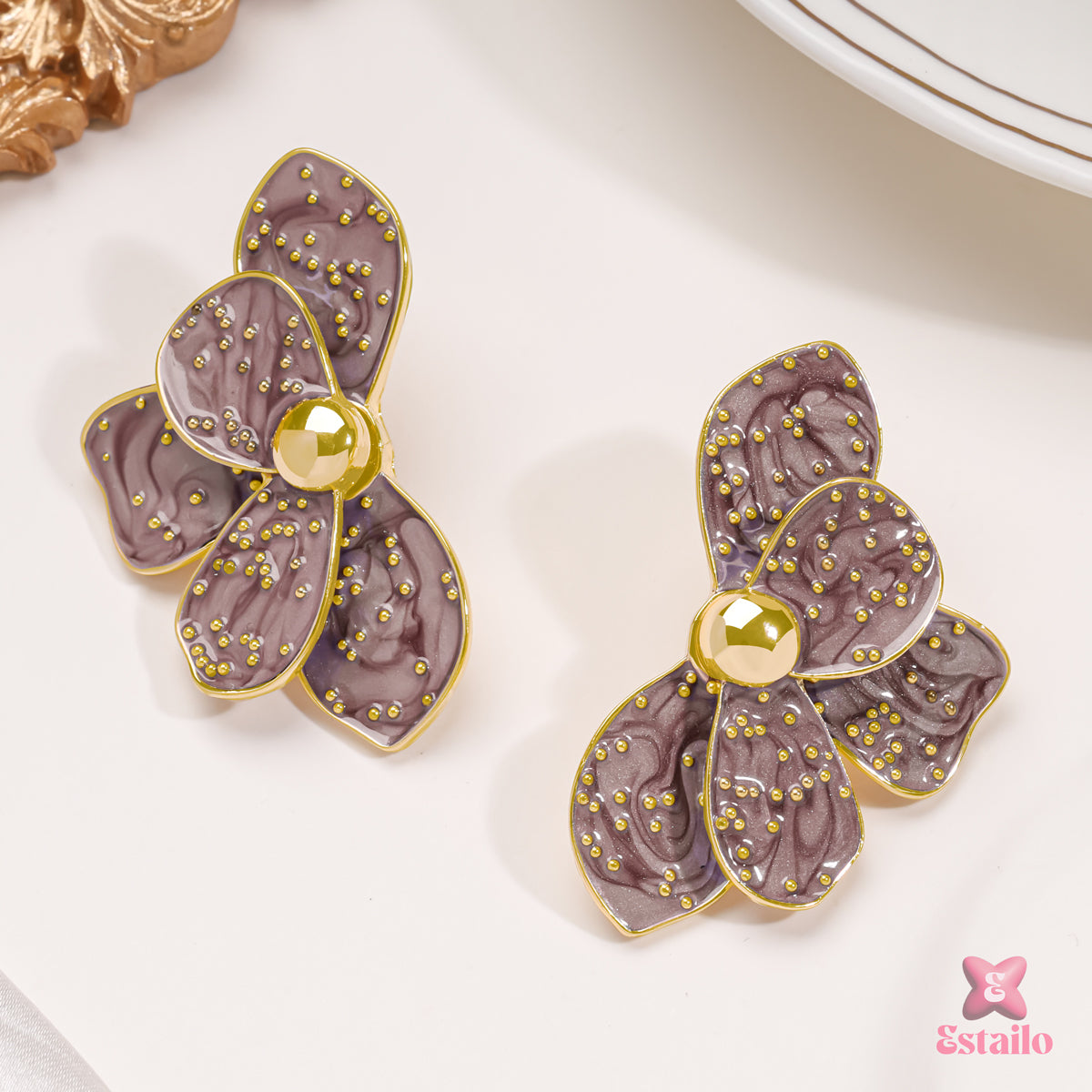 Purple Posy Earrings