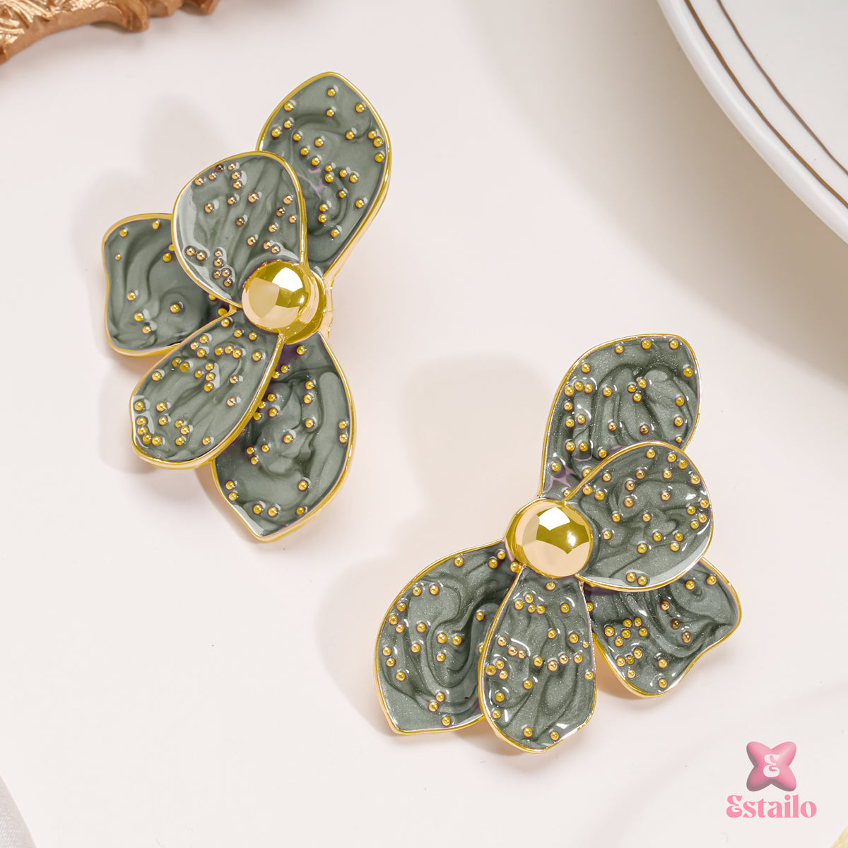 Sage Bloom Studs Earrings