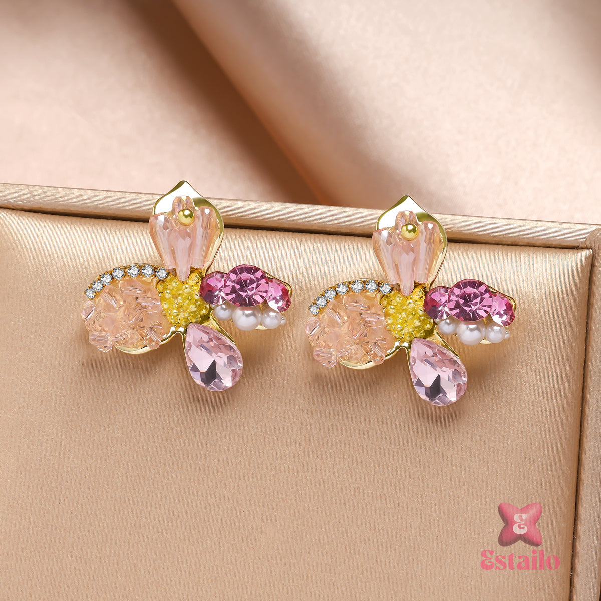 Pink Flutter Studs Earring